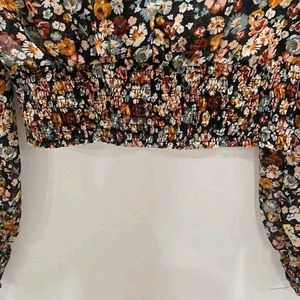 Zara Floral Ruffle Blouse