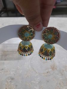4 set of Oxidised Mirror Jhumka Earrings