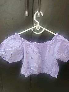 Lavender Eyelet Off-Shoulder Top
