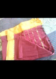Beautiful Yellow & Maroon Saree