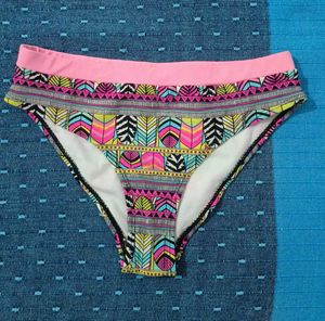 Vibrant Feather Print Bikini Bottom