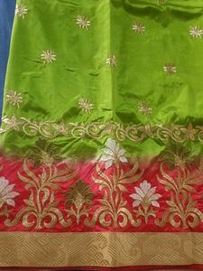 Vibrant Embroidered Silk Saree