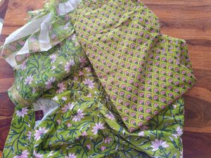 Green Floral Print Kurta Set