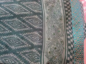 Elegant Teal Saree with Design
