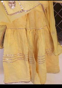 unstitched Elegant Yellow Kurta garara Set