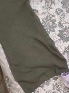Olive Green Ribbed Mini Dress