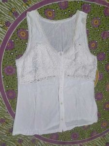 Vintage White Lace Trim Camisole Top