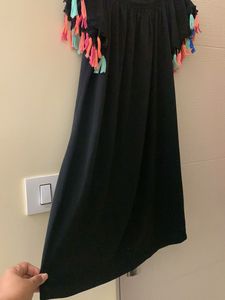 Black Tassel Detail Mini Dress