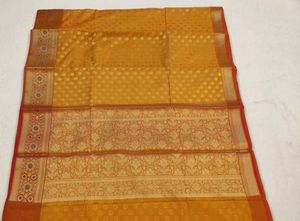 Banarasi Silk Saree With Zari Patterns | orange