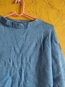 Blue Knit Pullover Sweater