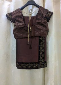 Elegant Brown Saree with Embellished Blouse