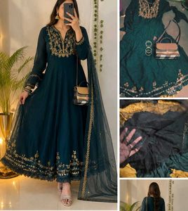 Elegant Teal Embroidered Anarkali Suit