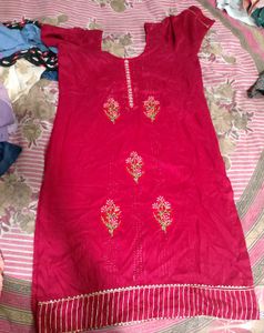 Beautiful Red Embroidered Kurta
