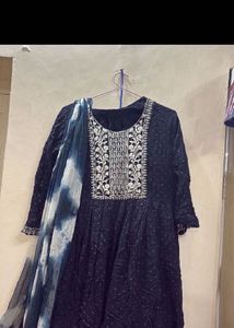 Black Embroidered Kurta Set with Dupatta