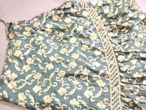 Embroidered Green farshi lahenga Set kids