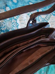 Brown Geometric Patterned Handbag