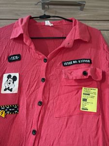 Pink Mickey Mouse Patch Dress