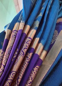 Vibrant Rani Pink-Blue saree