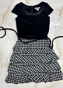 Vintage Velvet &amp; Houndstooth Mini Dress