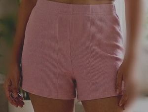 Cute Casual Ribbed Pink Shorts