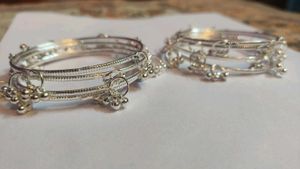 Elegant Silver Bangles with Bells