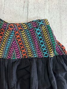 Boho Embroidered cute Black mini Skirt