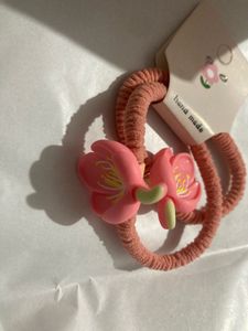 Pink Flower Hair Ties