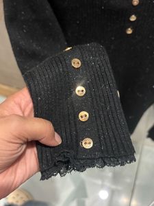 Sparkly Black Button-Up Top