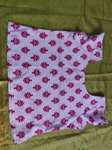 White &amp; Pink Block Print Blouse