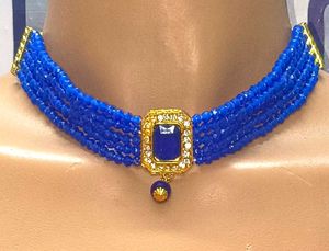 Combo Stunning Blue &amp; Green Beaded Choker Necklace