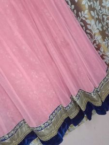 Royal Blue Lehanga with Velvet blouse
