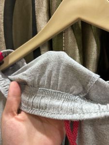 Gray Joggers with Pink Stripe