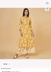 Mustard color Block Printed all over kantha work