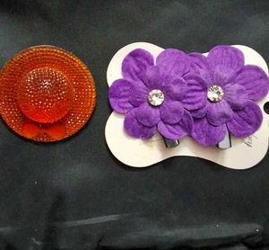 Cute Flower Hair Clips & Hat Charm COMBO