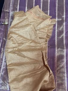 Purple Striped Saree with Gold Accents