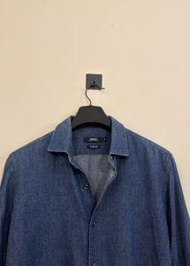 Men's Blue Denim Slim Fit Shirt len th 27