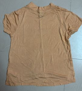 Price Drop ‼️Turtle Neck Nude Tshirt With White Pr
