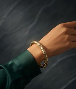 Chunky Textured Gold Bangle
