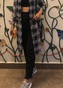 Black Long Shrug Cum Dress (See Through)