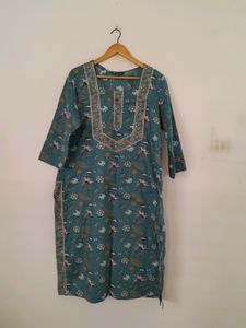 Blue Printed Kurta Set (Women's)