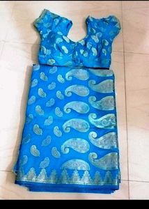 Vibrant Blue Silk Saree