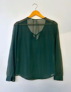 Forest Green Sheer Formal Top