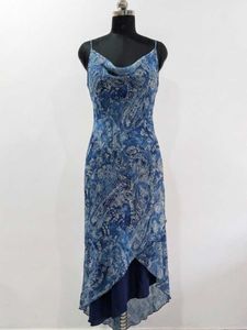 Y2K Blue Paisley Print Slip Dress
