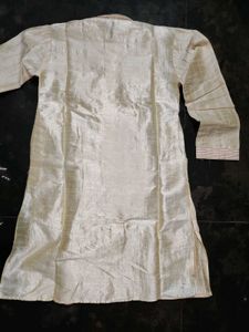 kids Cream Kurta with Maroon Embroidery