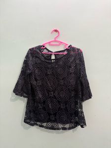 Elegant Navy Lace Top
