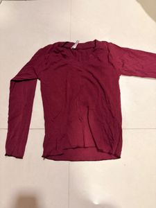 Maroon Full Sleeve Casual Top