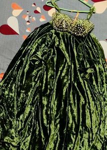 Elegant Green Velvet Dress