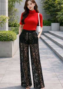 Red Turtleneck Short Sleeve Sweater