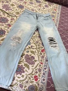 blue rough baggy jean