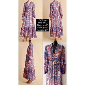 Timo Chiffon Maxi Dress - Blue Poppy